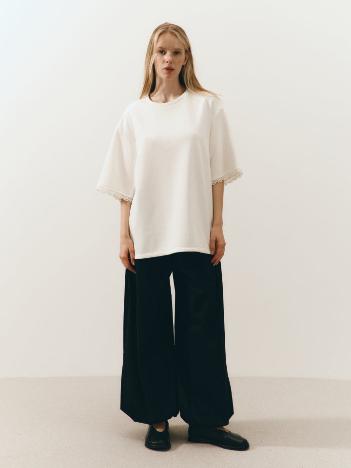 T-shirt Simple with crochet lace - Long