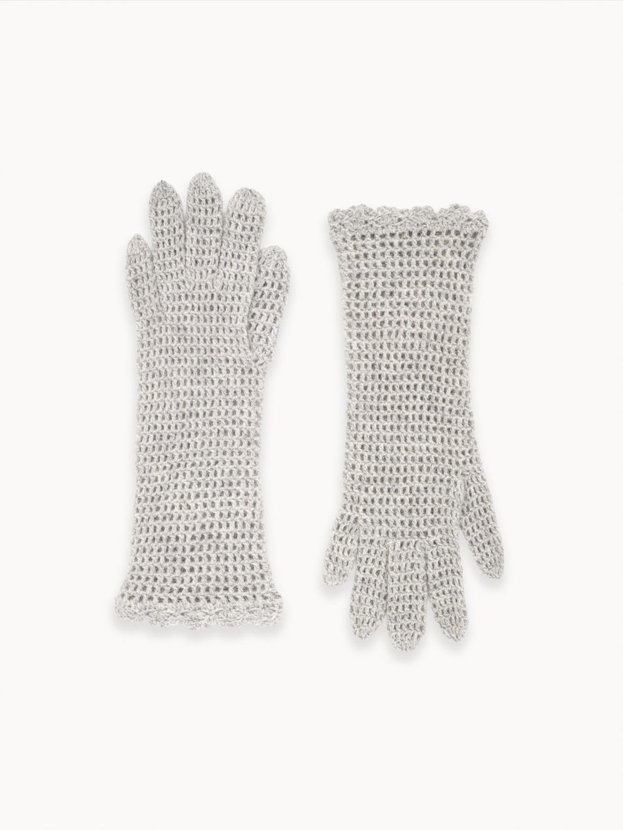 Angora Lace Mittens Grey