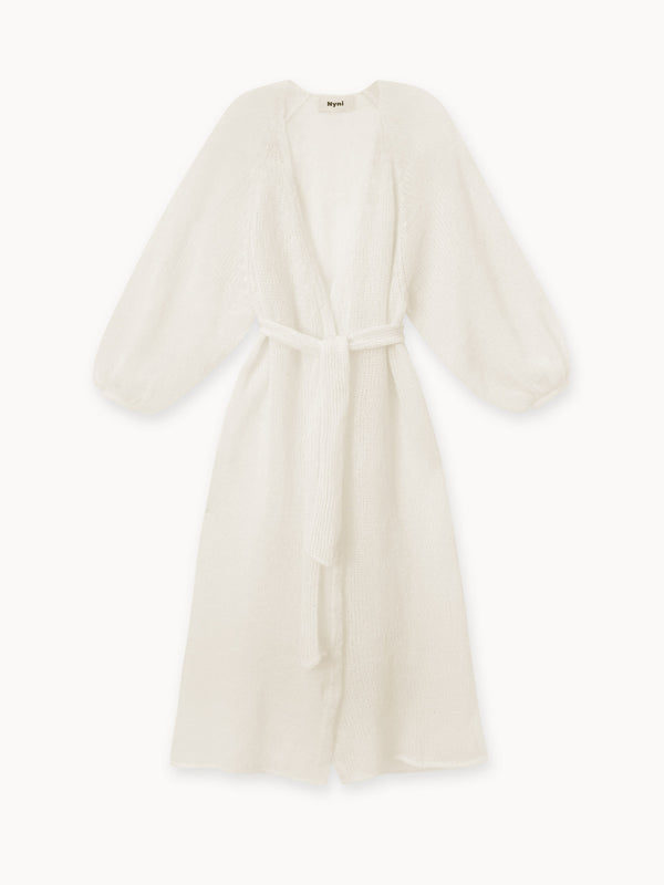 Cloud Long hand-knitted cardigan