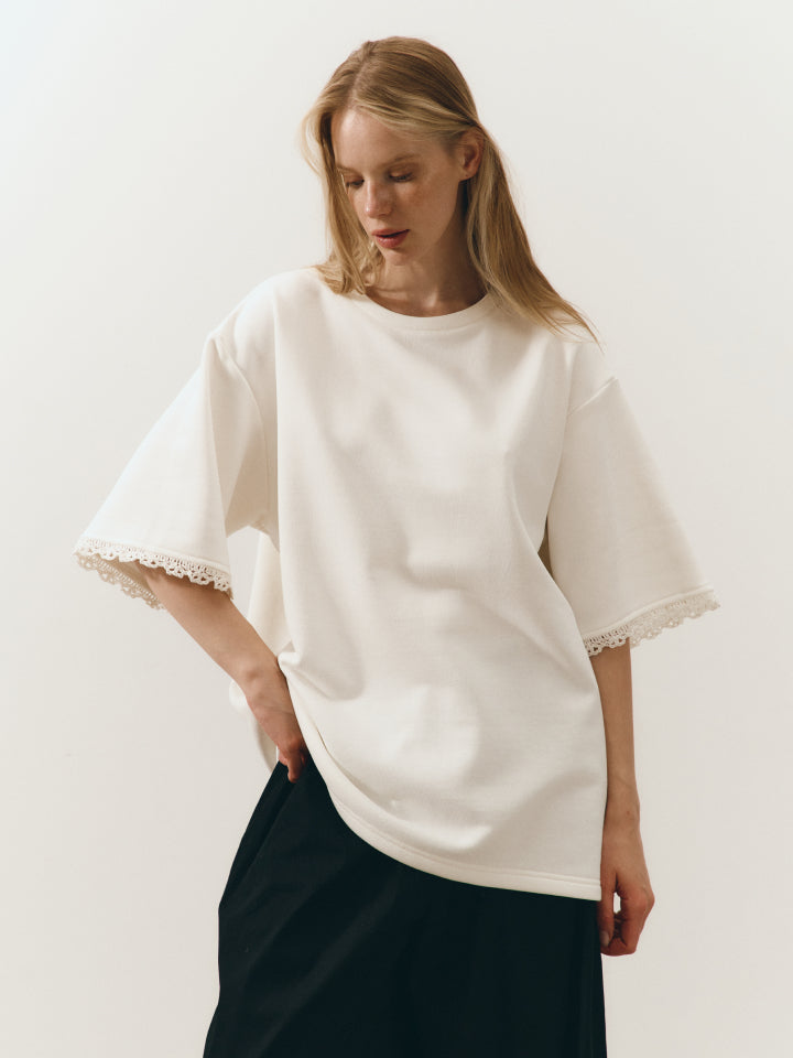 T-shirt Simple with crochet lace - Long