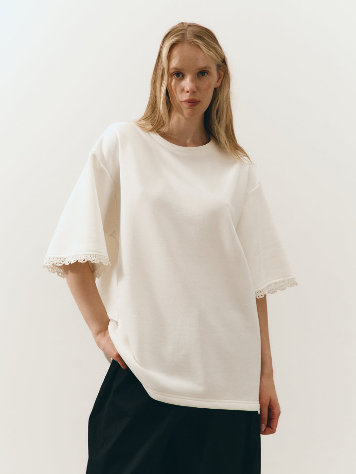T-shirt Simple with crochet lace - Long