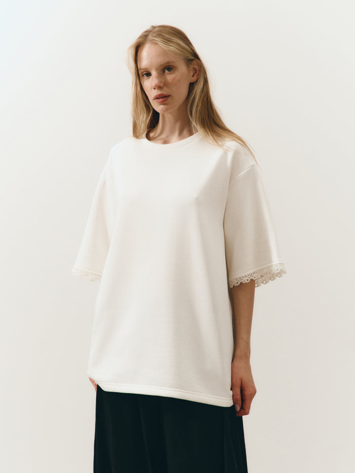 T-shirt Simple with crochet lace - Long