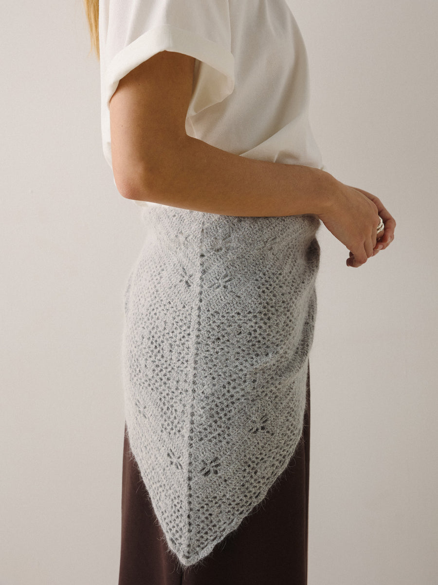 Angora shawl – handknit Grey