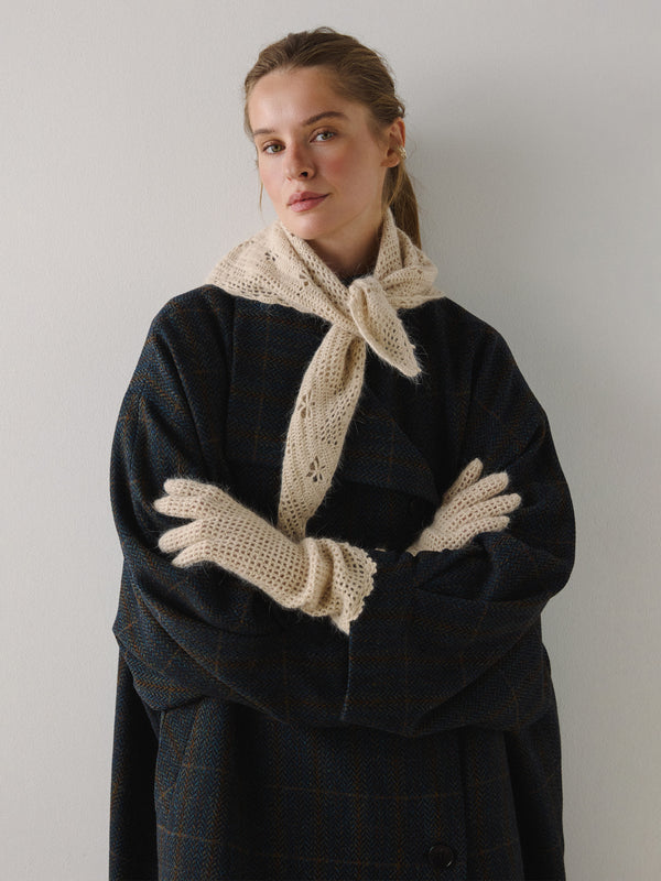 Angora shawl – handknit Beige
