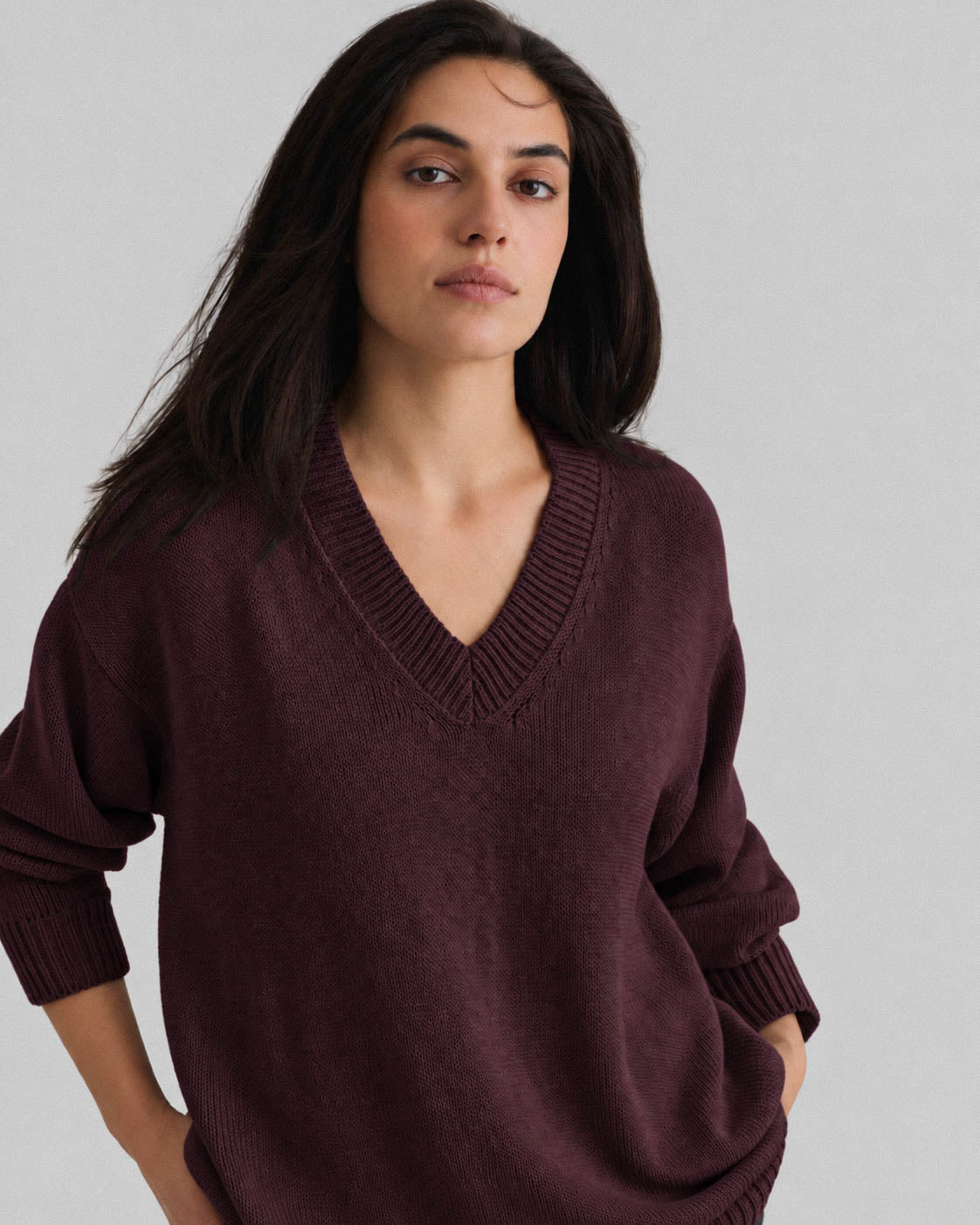 Cotton pullover – Burgundy