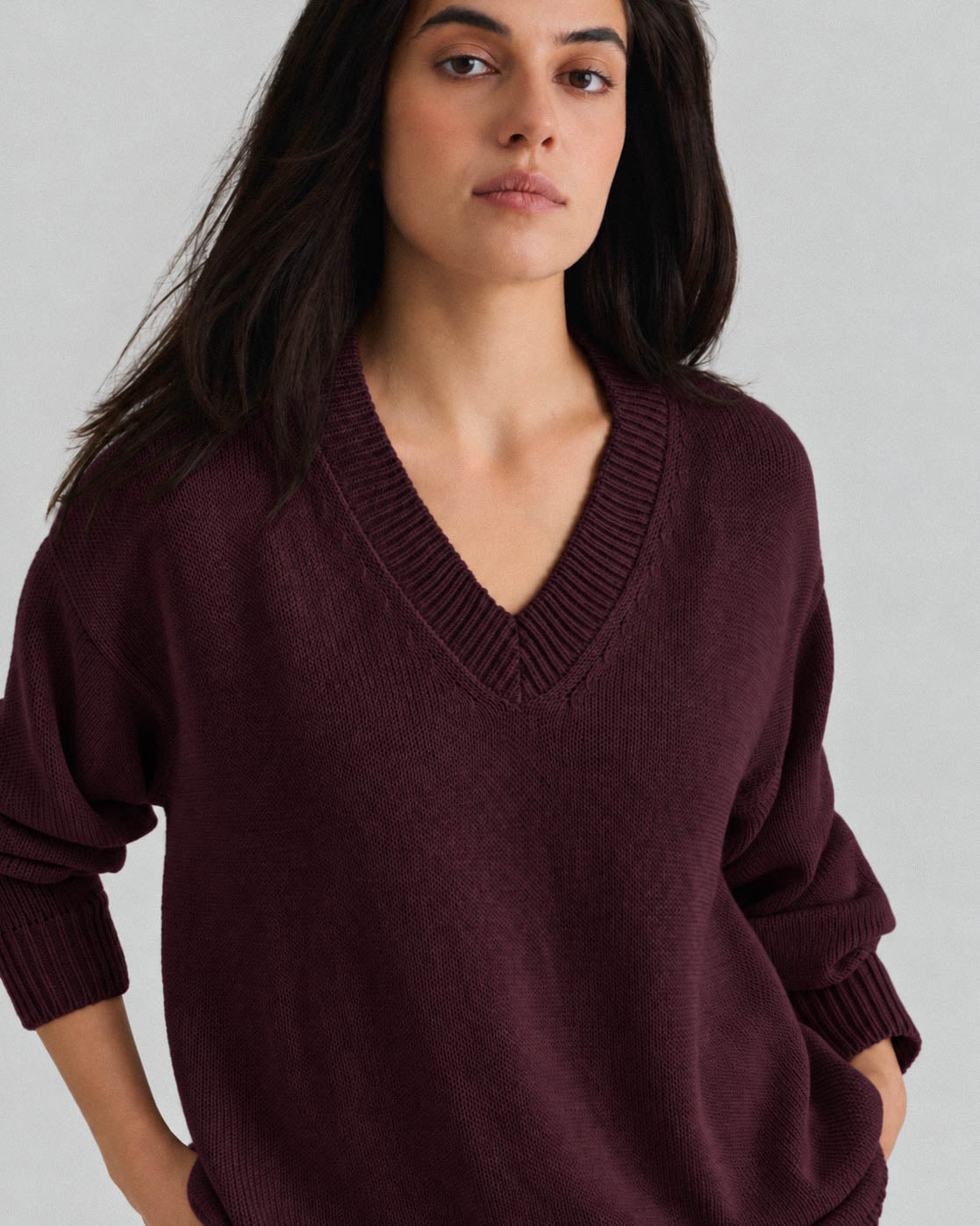 Cotton pullover – Burgundy