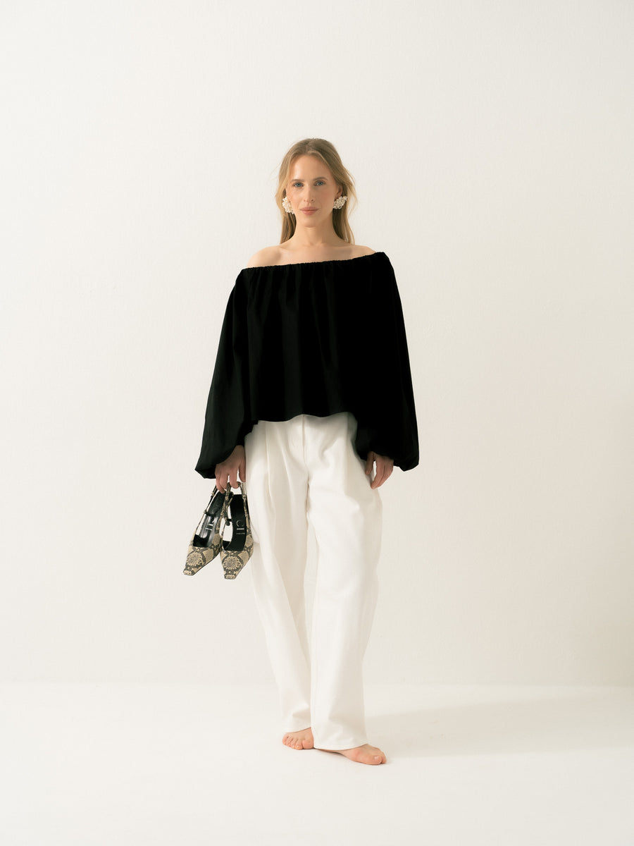 Harmony blouse with dropped shoulders Black