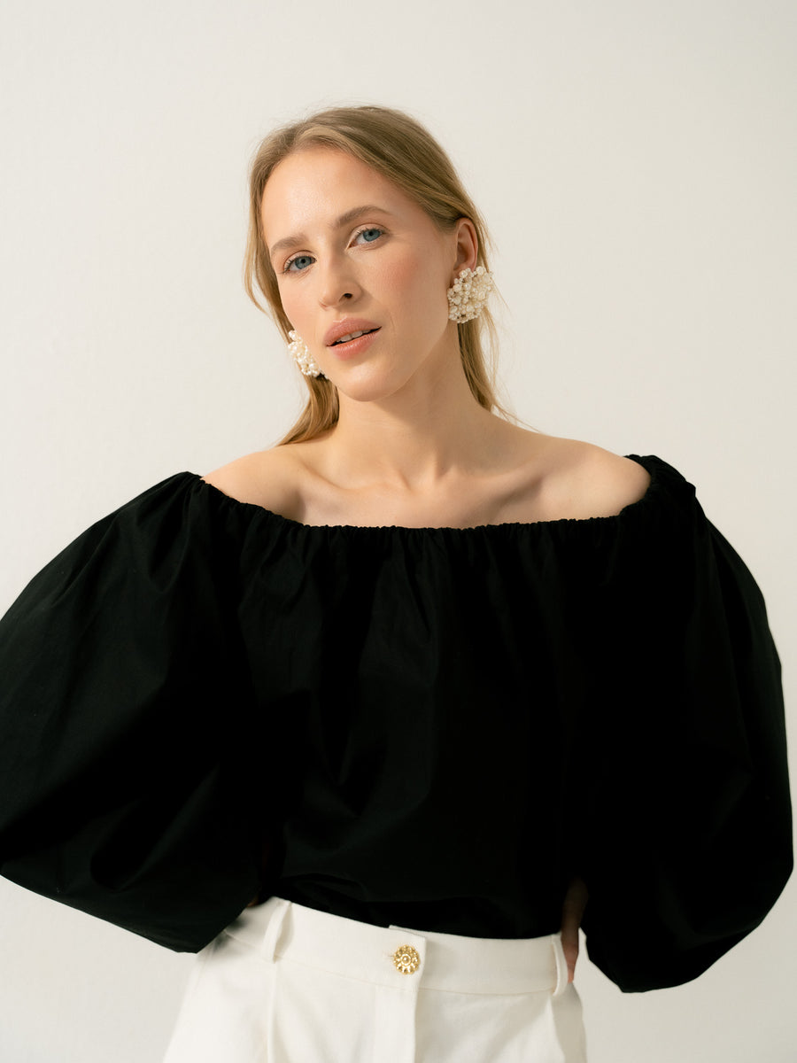 Harmony blouse with dropped shoulders Black