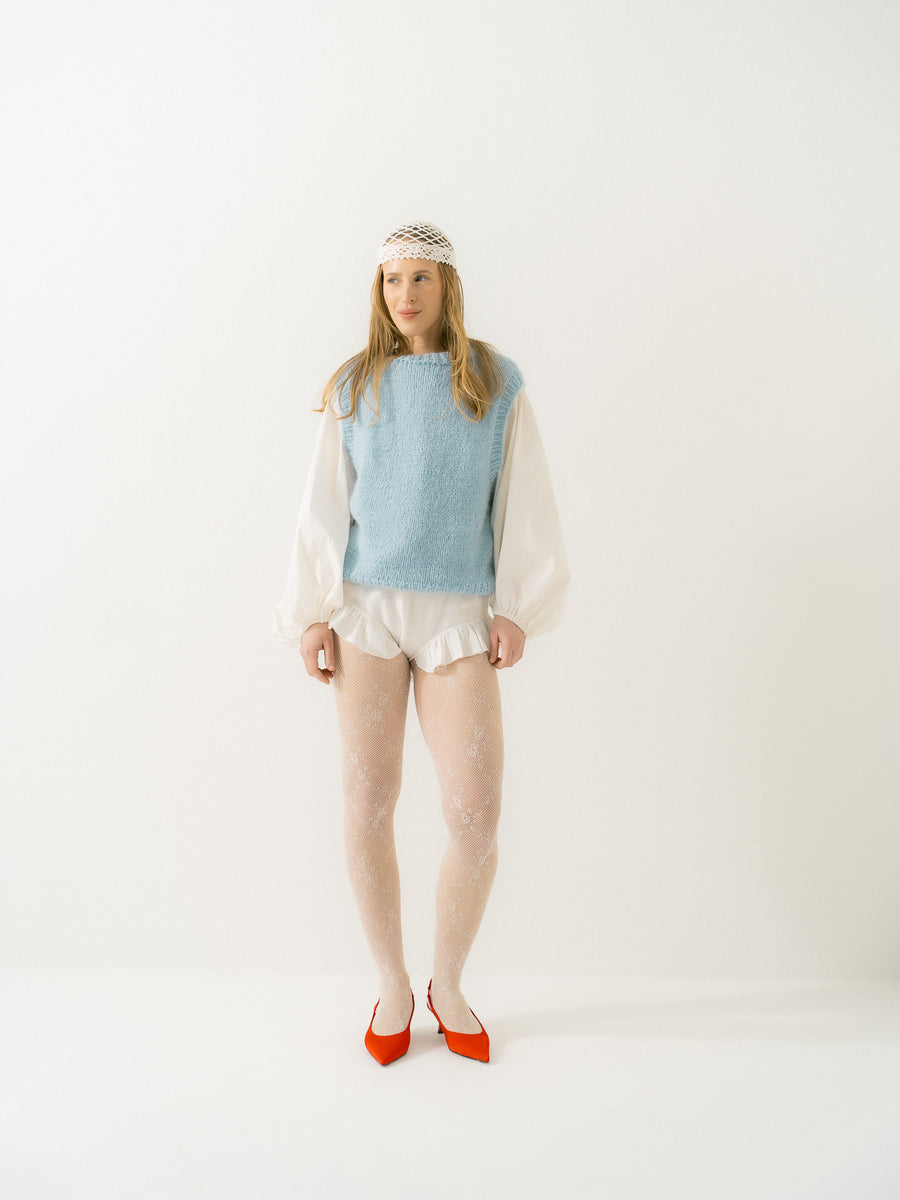 Lightweight lace-knit beanie