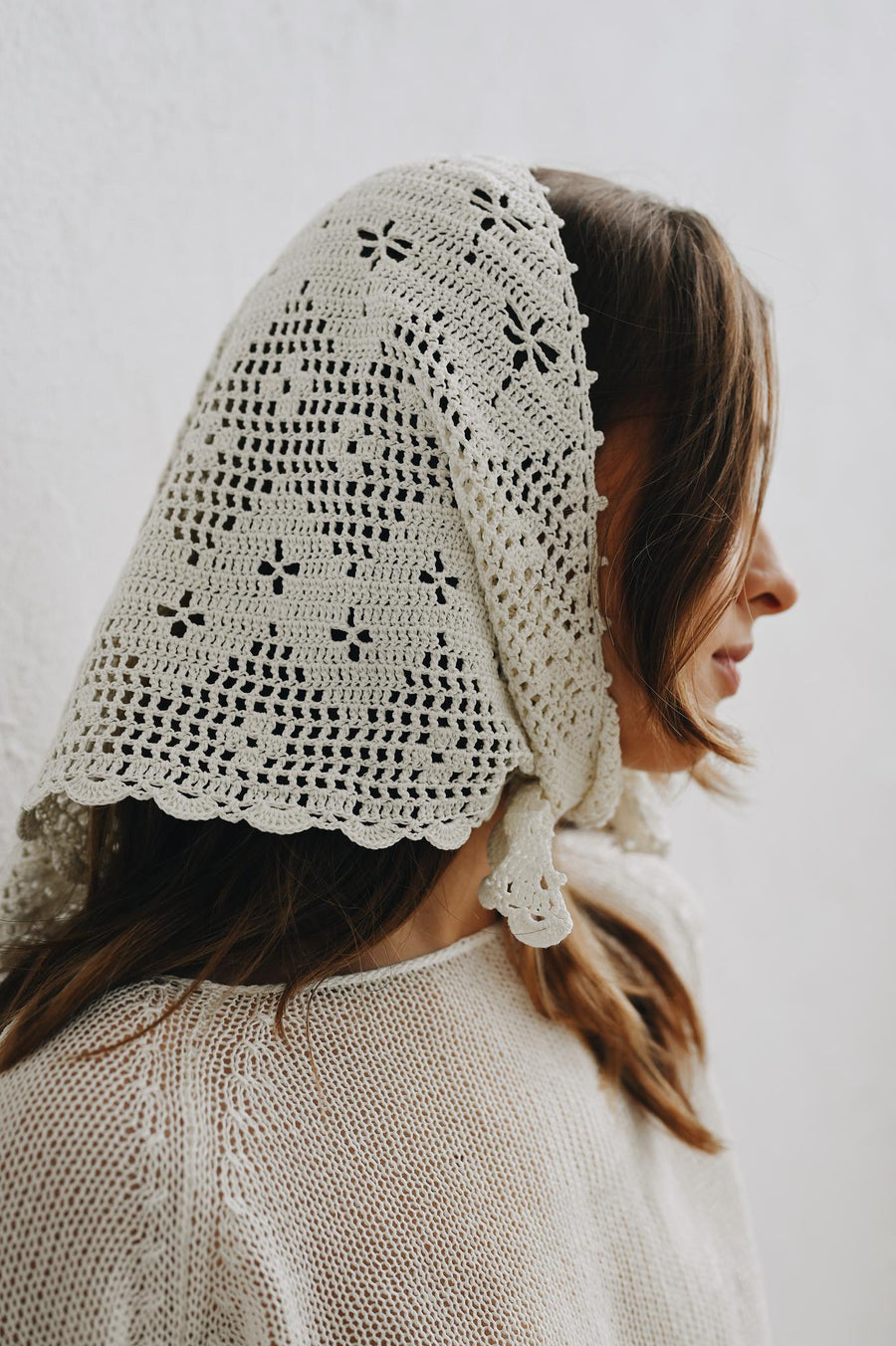 Handmade cotton kerchief Harmony Milk