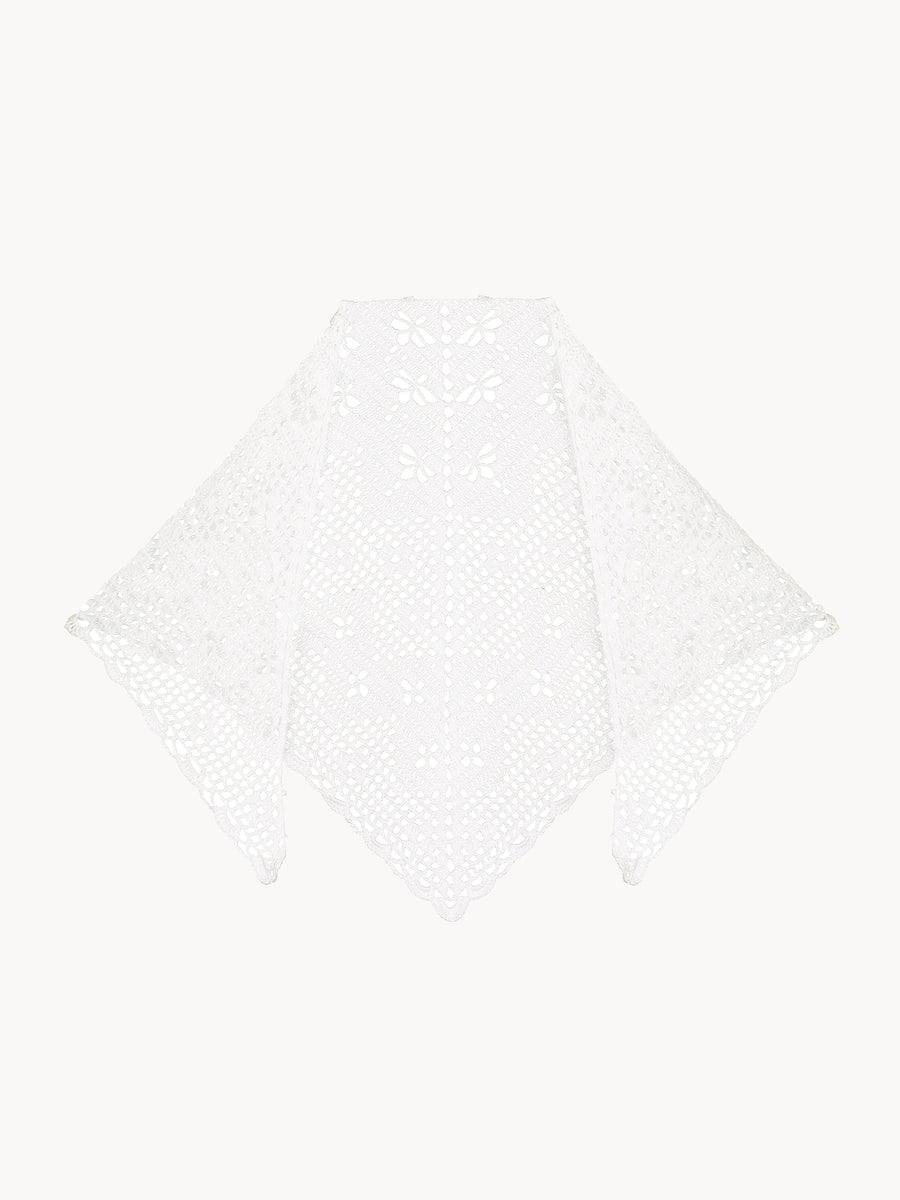 Handmade cotton kerchief Harmony White