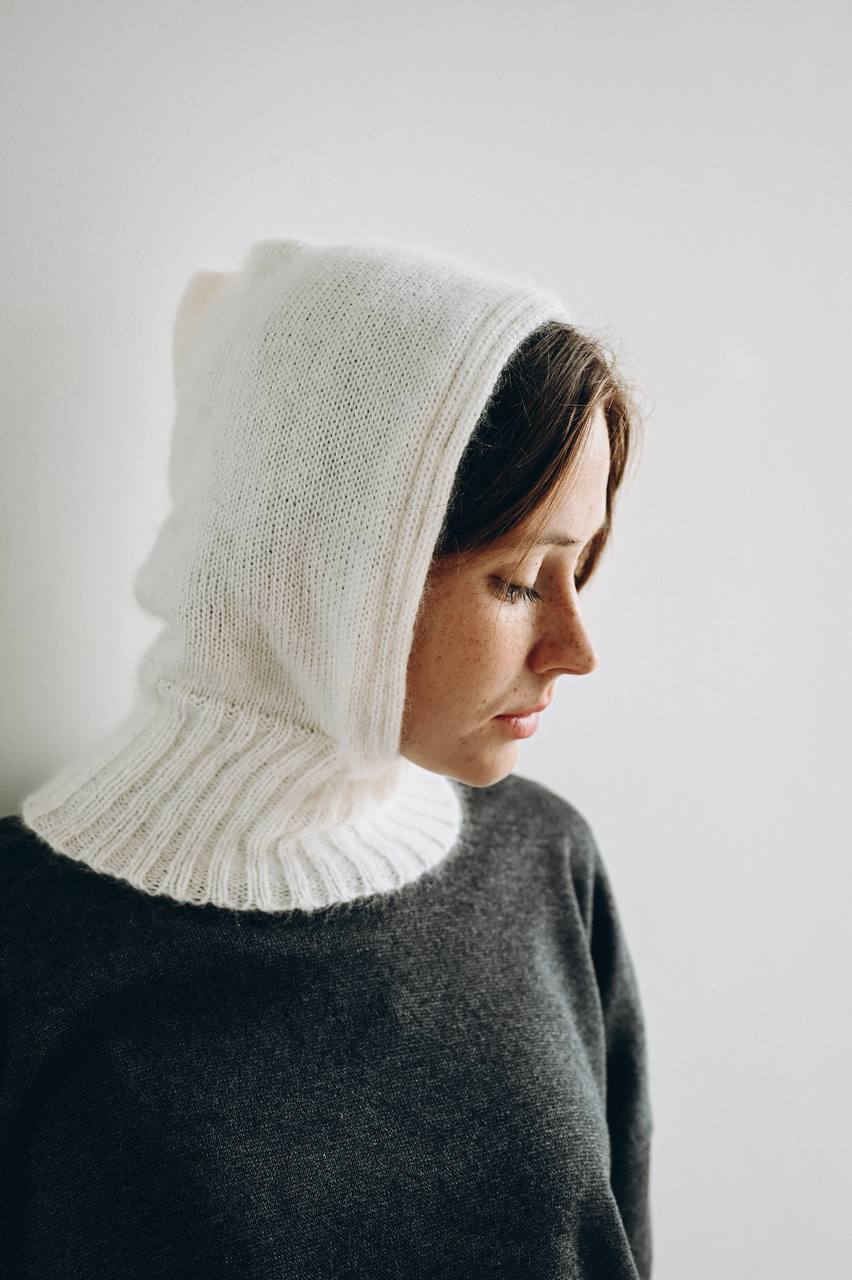 Handmade angora balaclava White