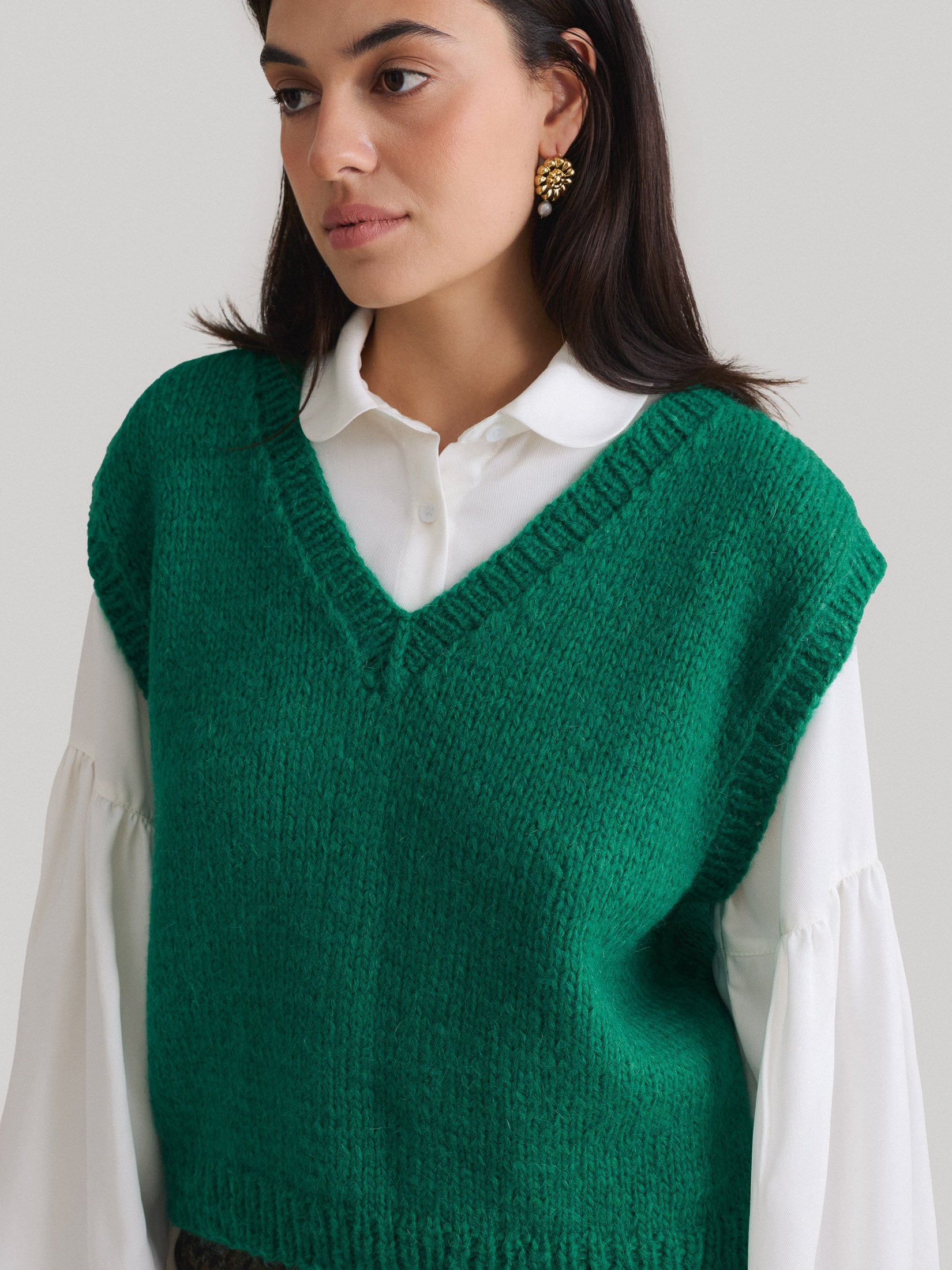 Жилетка з вовни альпаки Coziness – Green