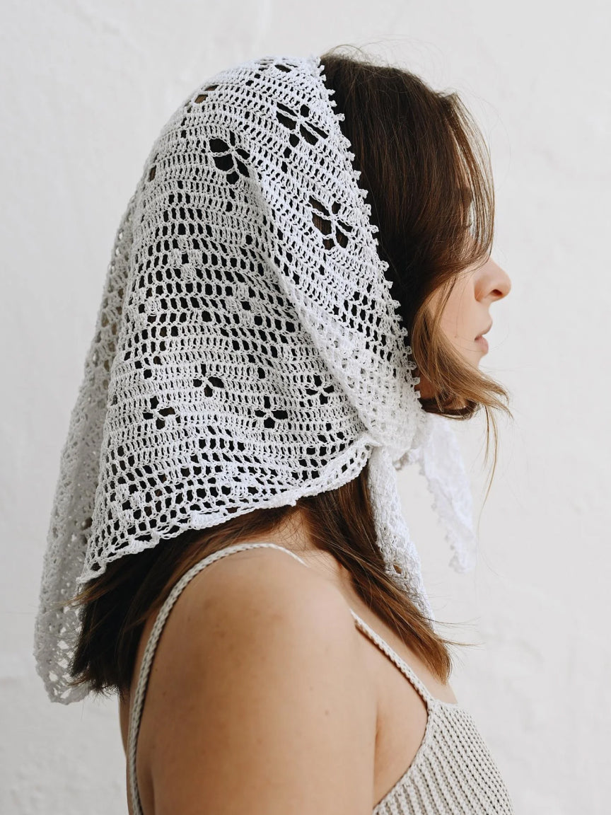 Handmade cotton kerchief Harmony White