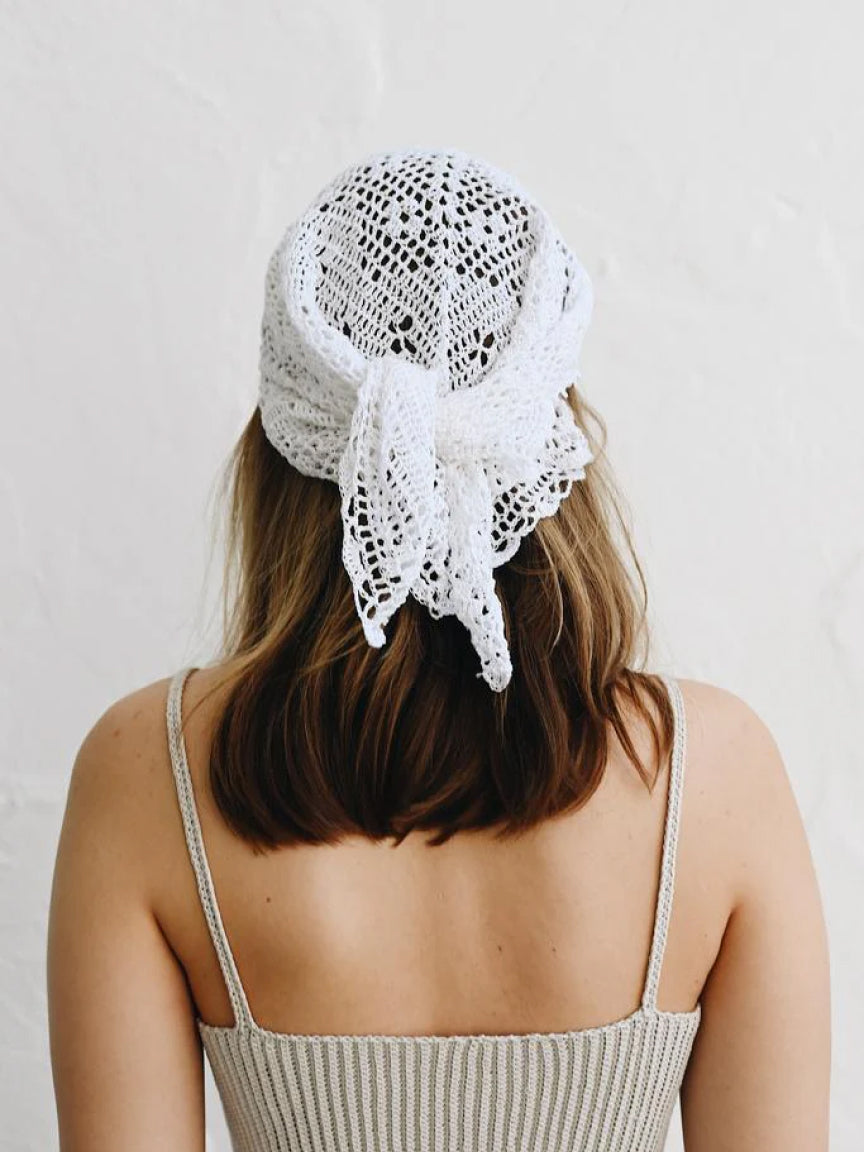 Handmade cotton kerchief Harmony White