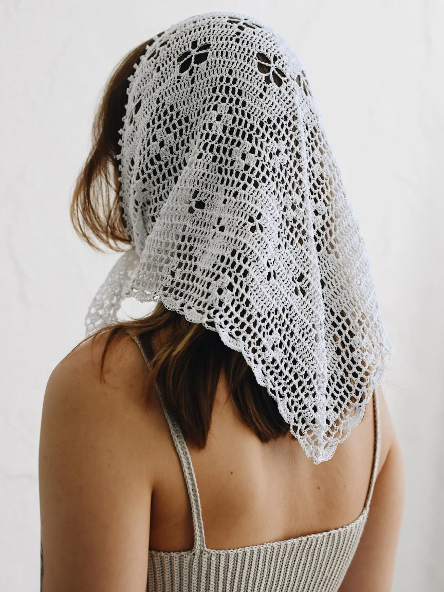 Handmade cotton kerchief Harmony White